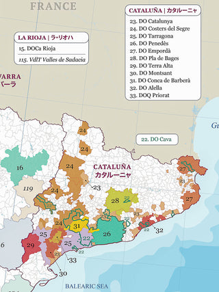 スペイン ワイン産地(GI)マップ 全149産地 | B0大判プリント縦（1030×1456mm）